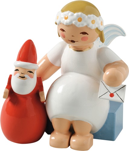 Margeritenengel, sitzend, mit Weihnachts