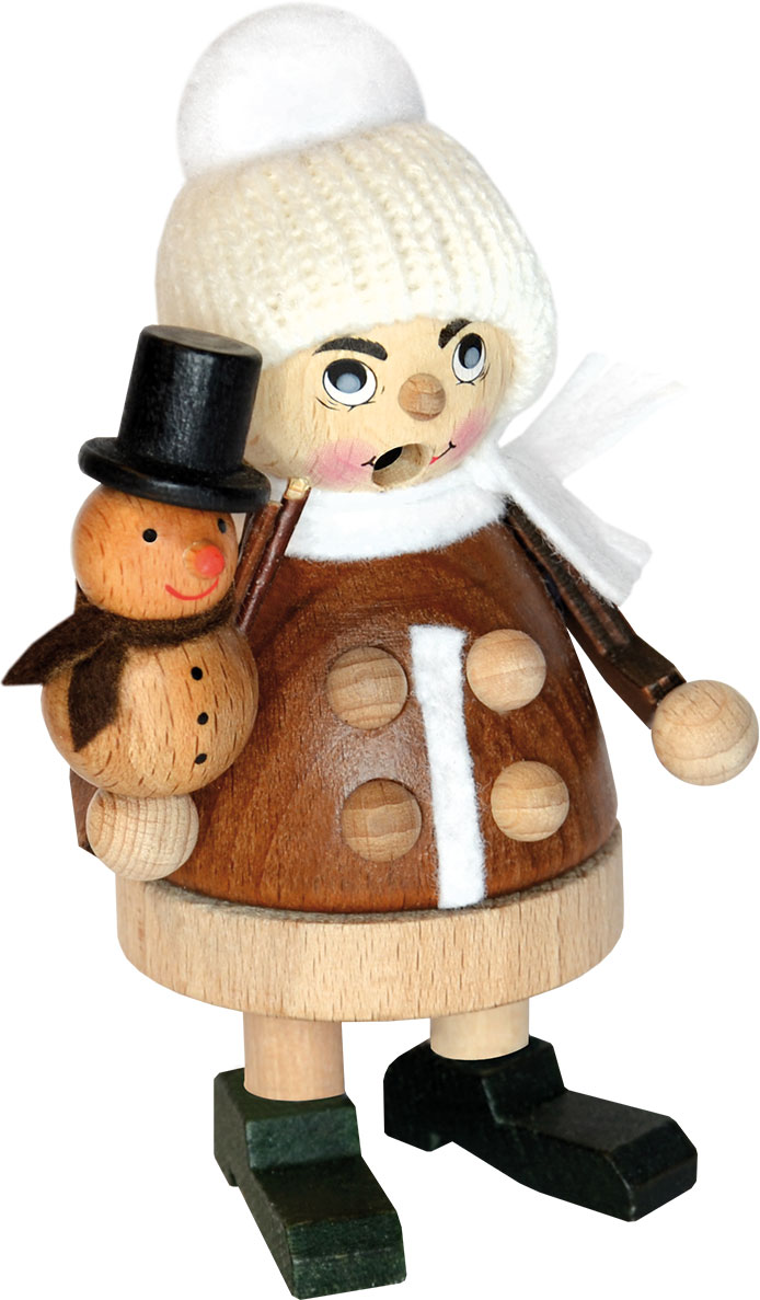 Rookmannetjes, winterkind met sneeuwman