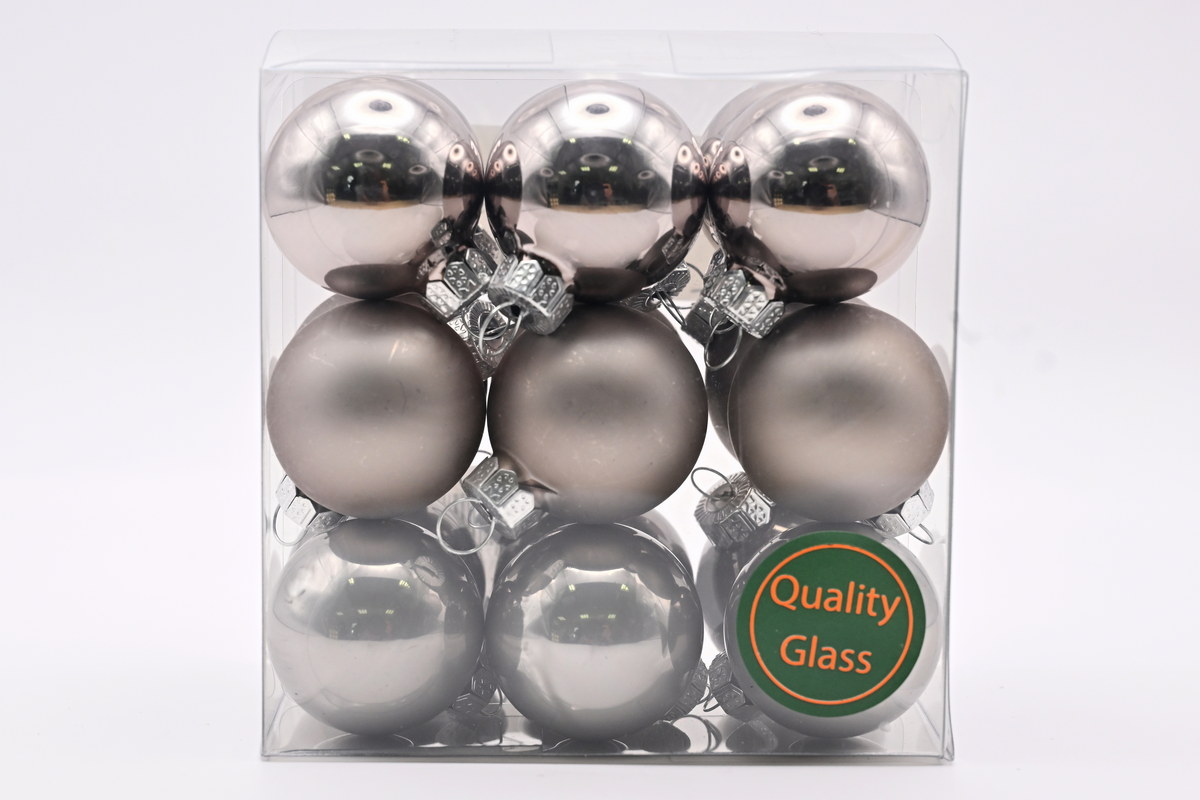 cb. 18 glass balls/cap titanium grey
