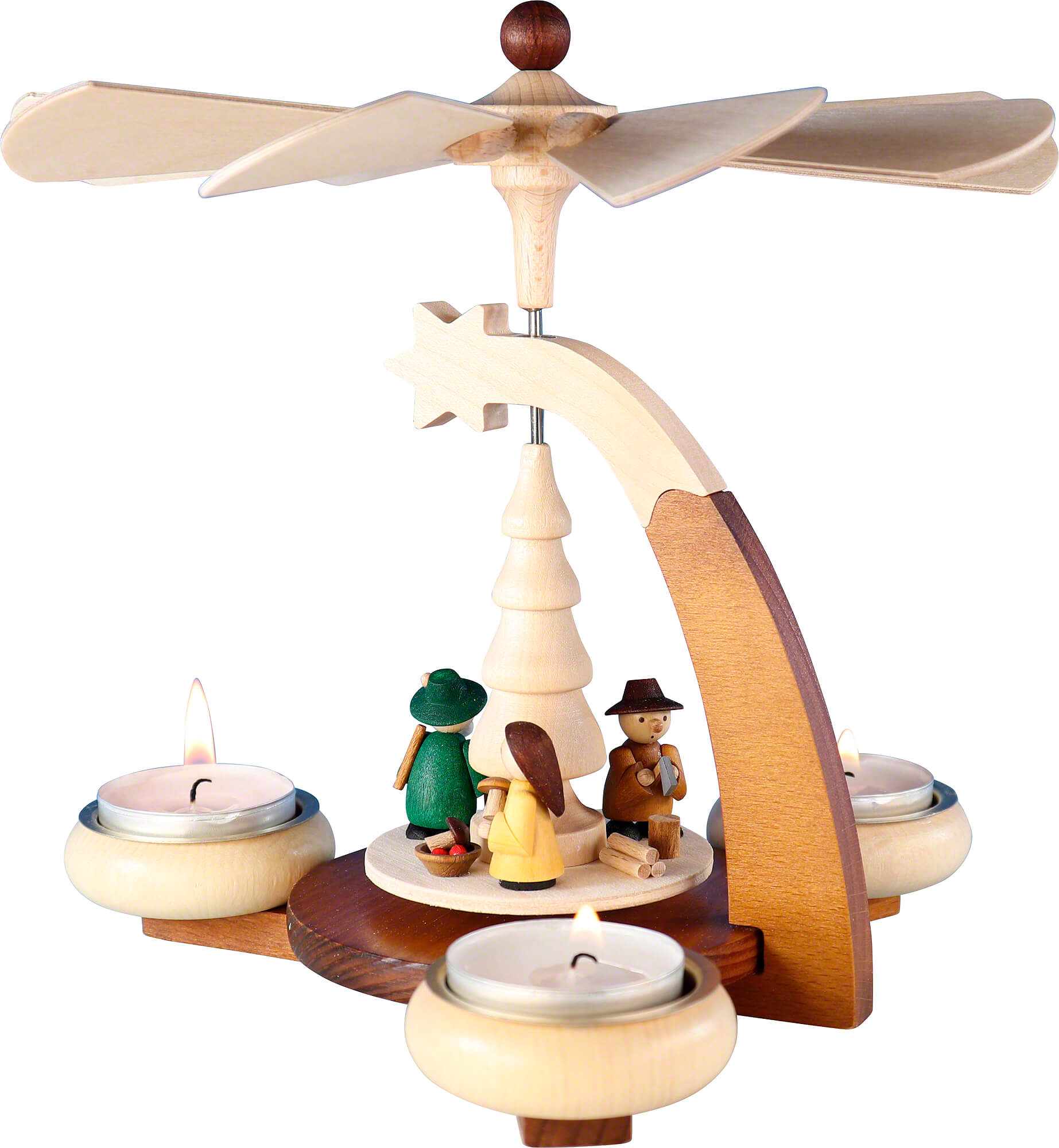 Teelichtpyramide Waldmotiv für 3 Teelichte