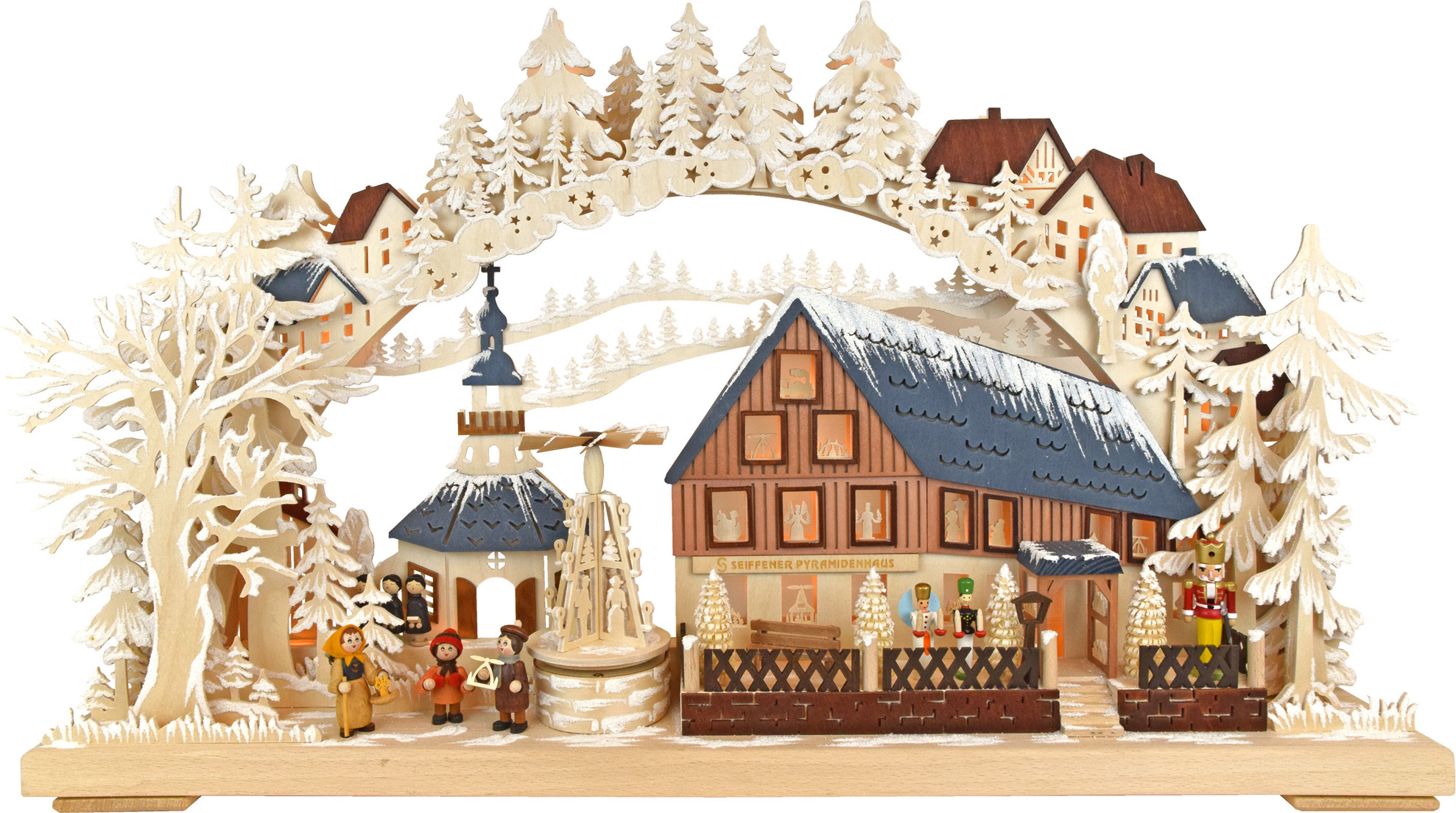 3D candle arch, large, pyramid house, hoarfrost