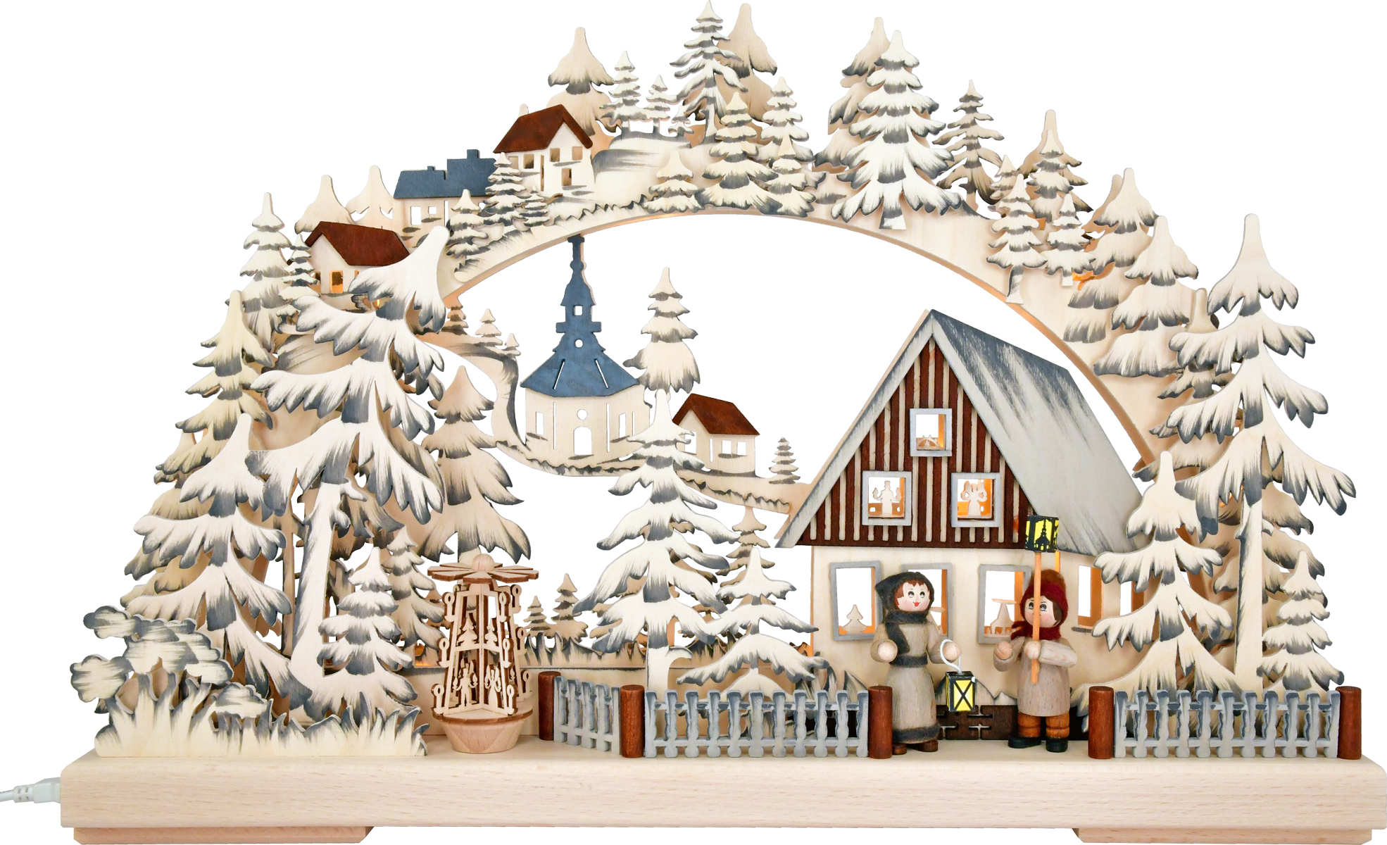 3D-Schwibbogen kl., Laternenschein, grau schattiert