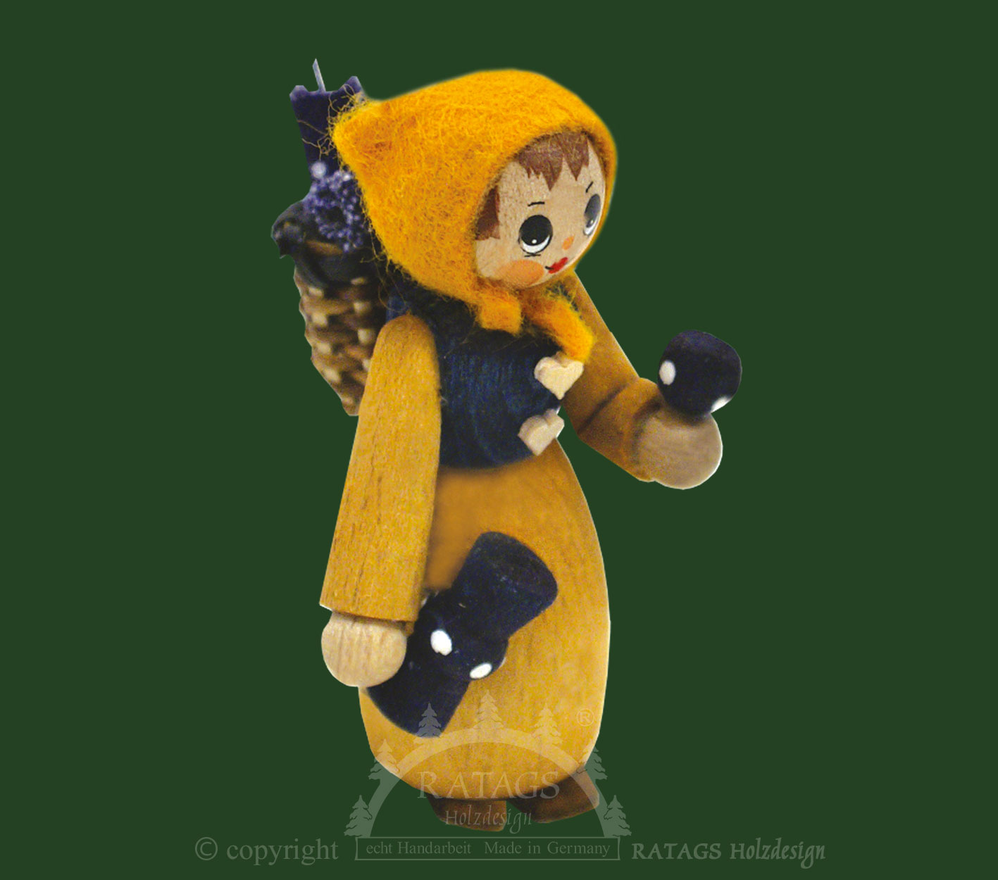 Figure, spindle merchant, blue, natural