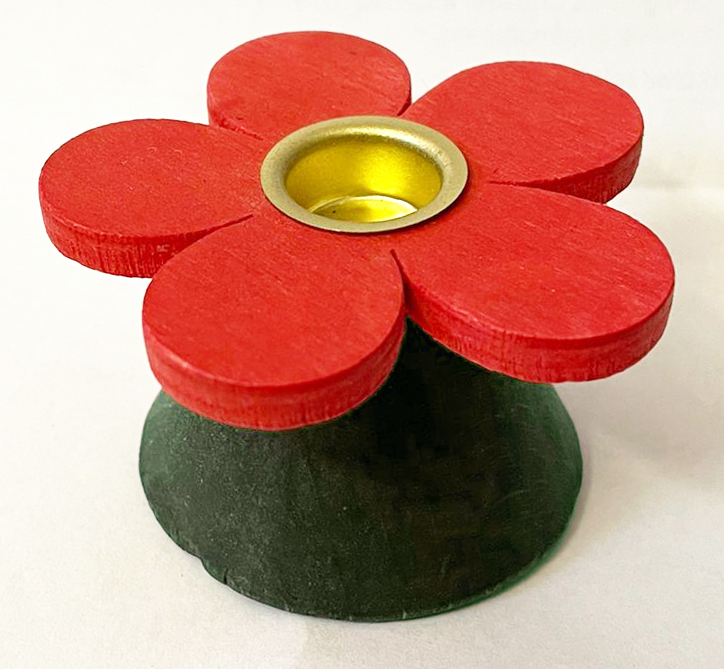 Porta-velas 1 flor, vermelho/verde