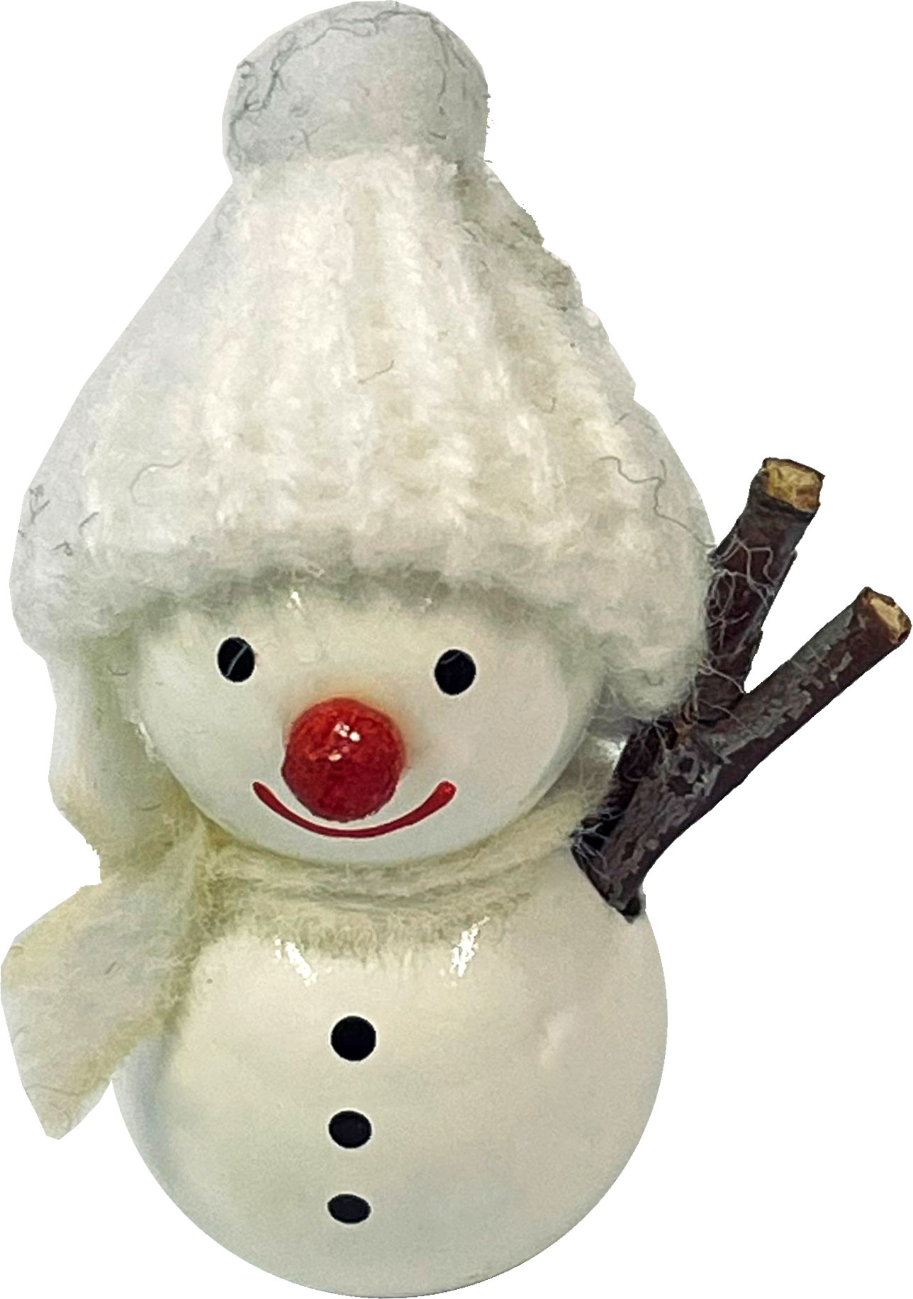 Mini snowman, white, white hat, 3.5 cm