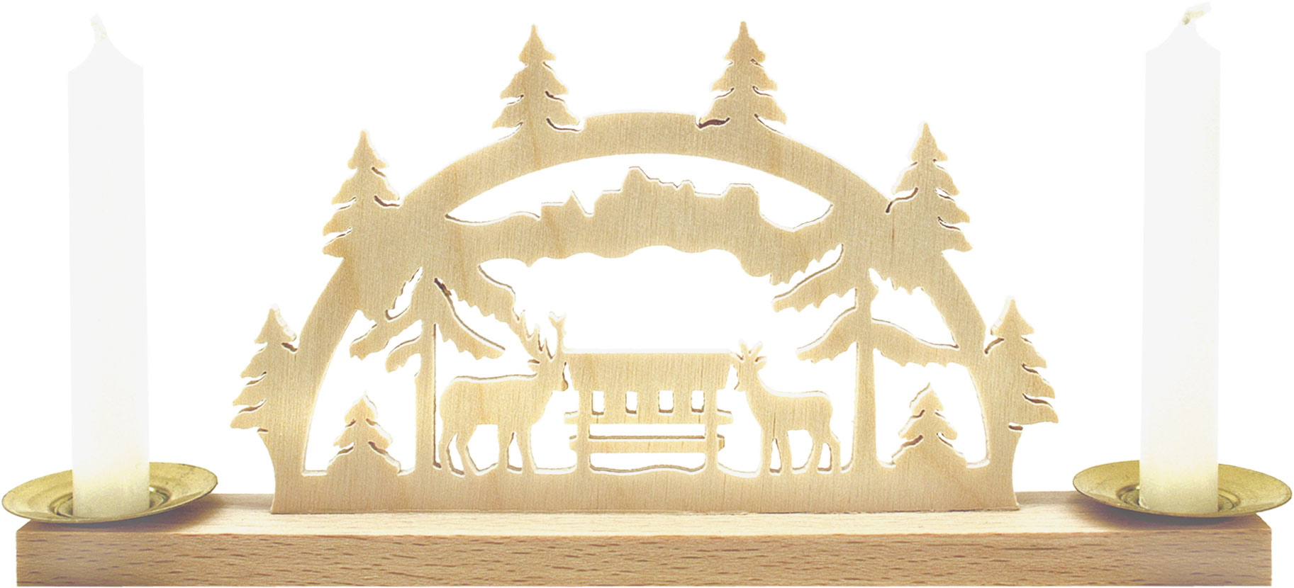 Mini-Schwibbogen für 2 Puppenkerzen Waldlichtung Mini-Schwibbogen für 2 Puppenkerzen Waldlichtung