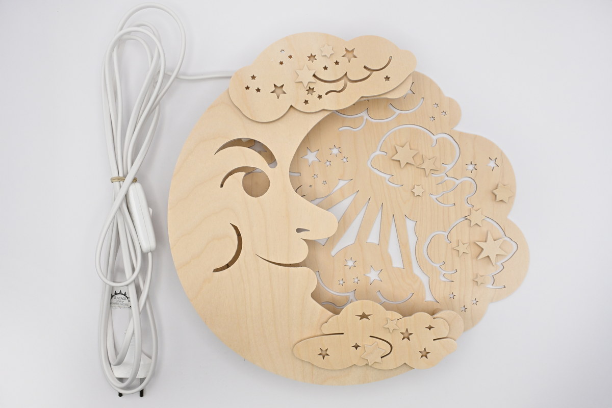 Fensterbild, beleuchtet, Mond, Wolke