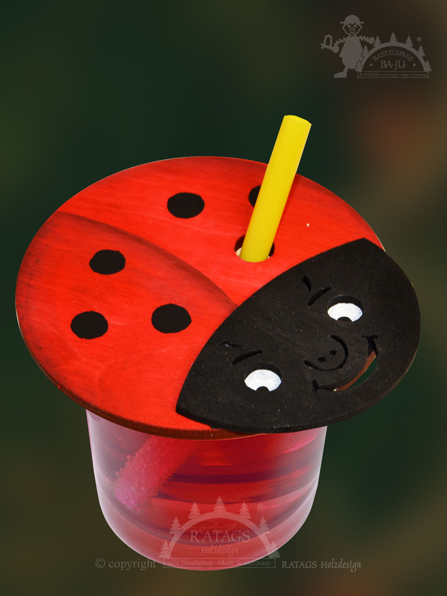 Drink cover, round ladybird motif