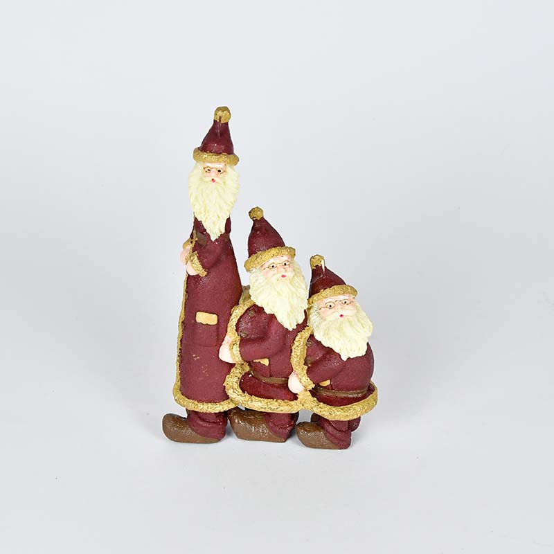 Kerze 3 x Weihnachtsmann, 20 cm, dunkelrot
