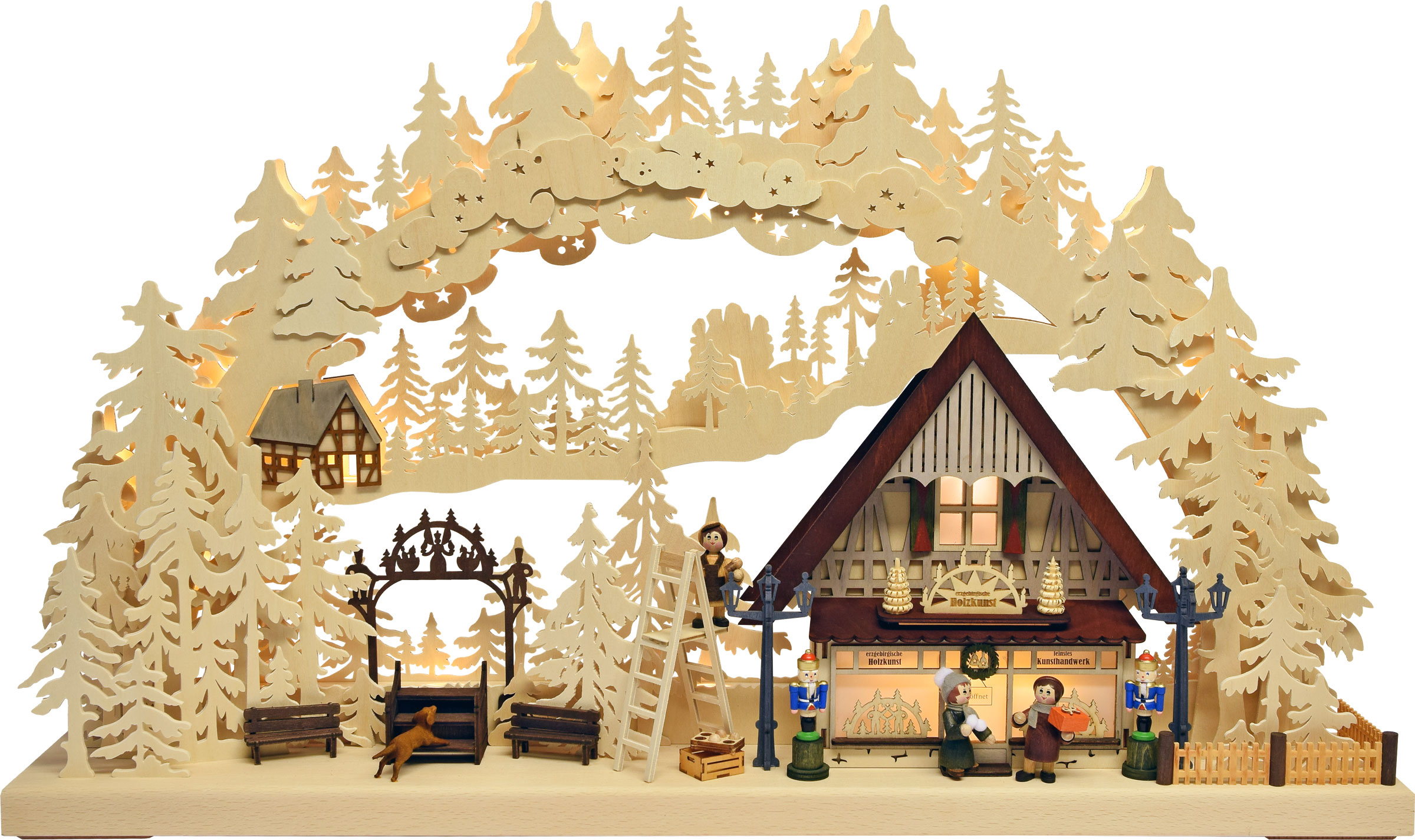 3D candle arch, large, Erzgebirge wood art