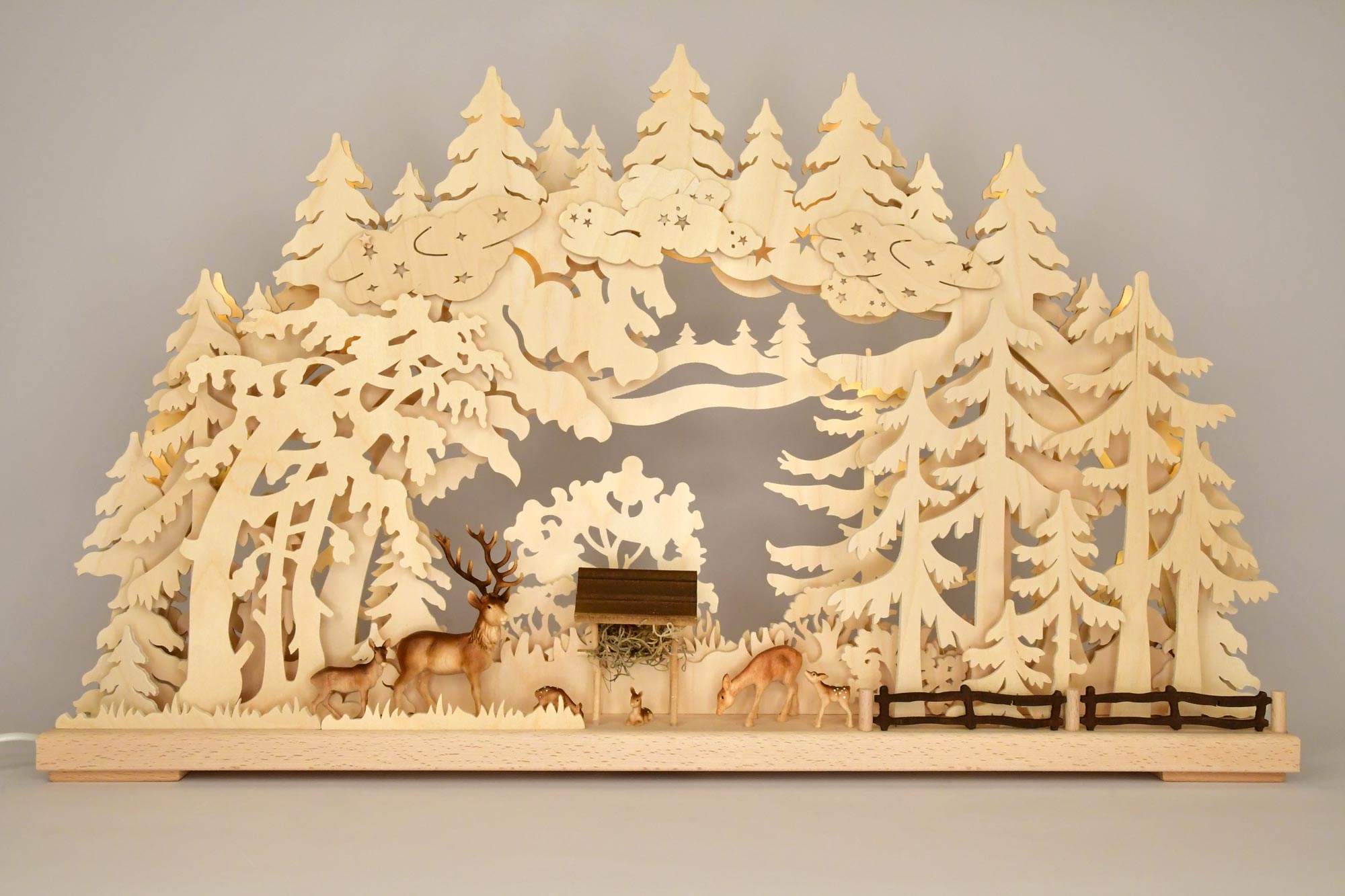 3D-ljusbåge, stor, rådjur i skogen,