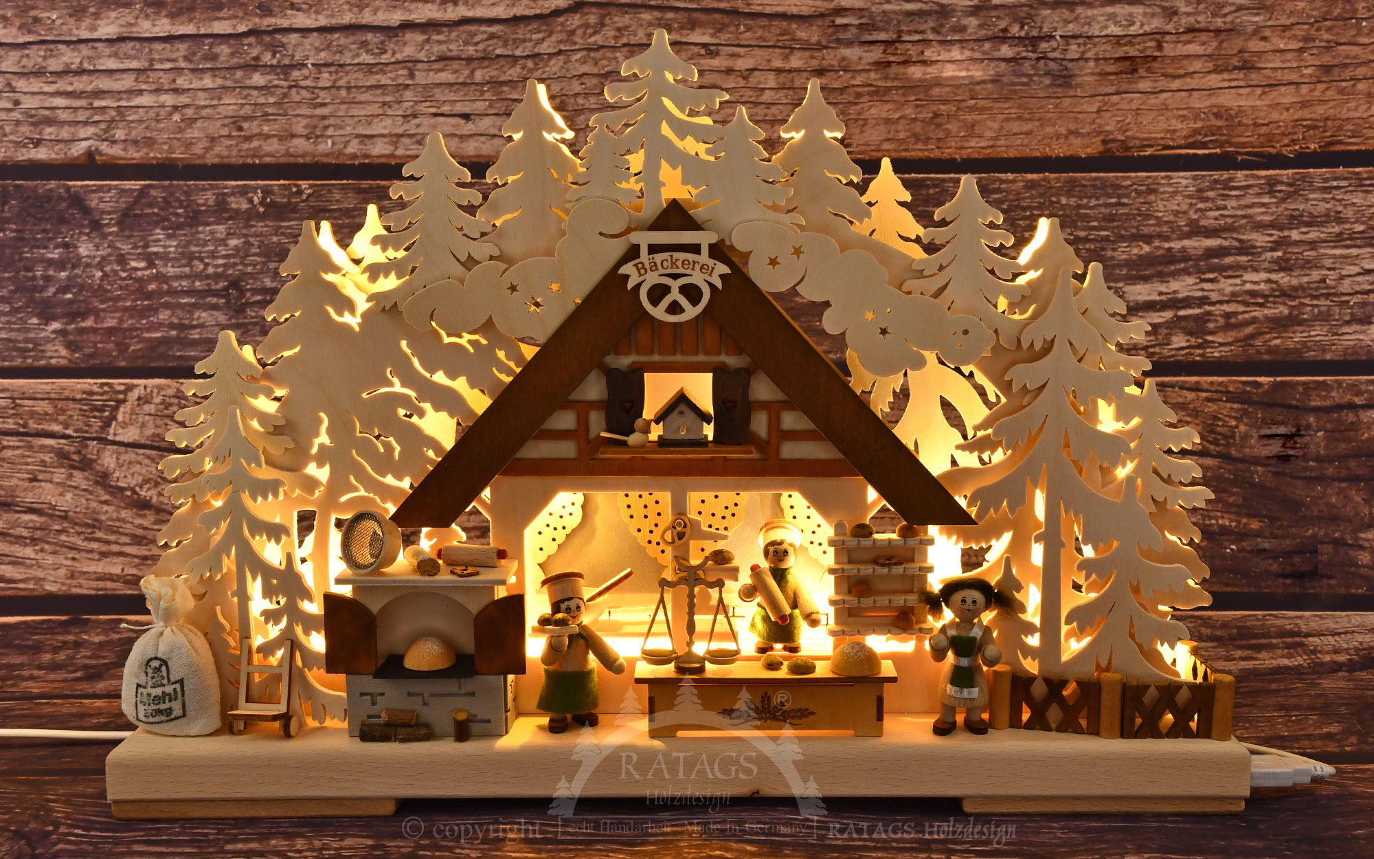 Arco luminoso 3D pequeño, panadería 10 LED + tira LED, totalmente USB.