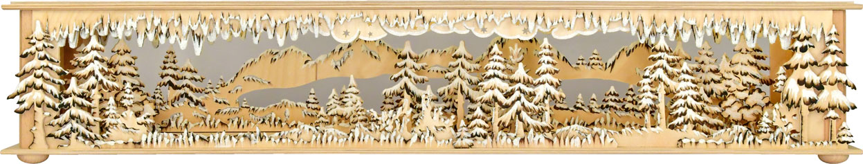 Raumleuchte gr., Schneemannparadies, handbemalt braun, Raureif, unbestückt