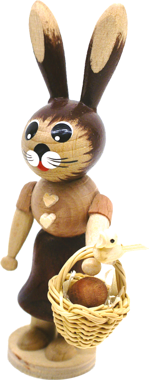 Hare girl, nature, basket and bird