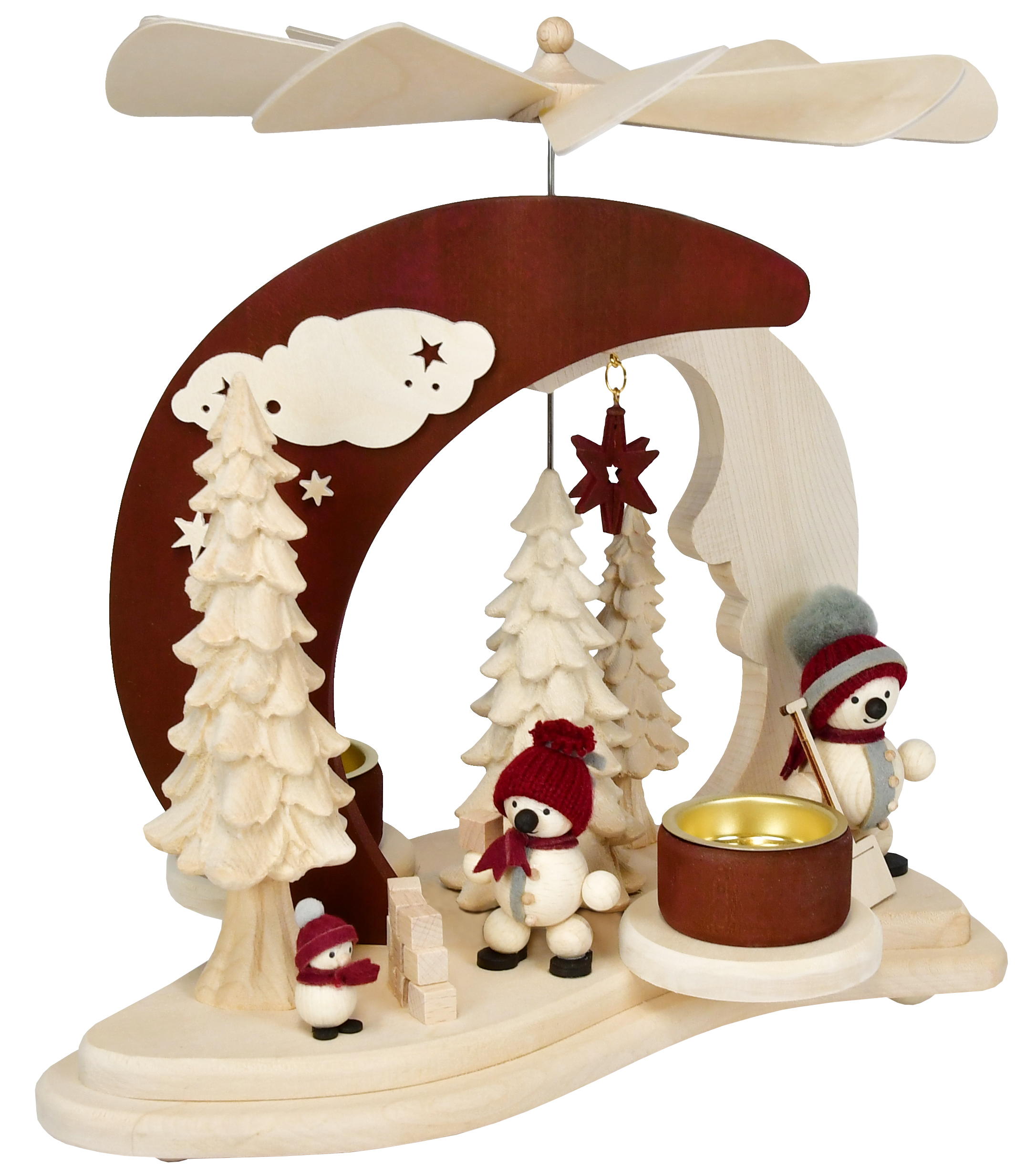 Solid wood pyramid, snowball, red