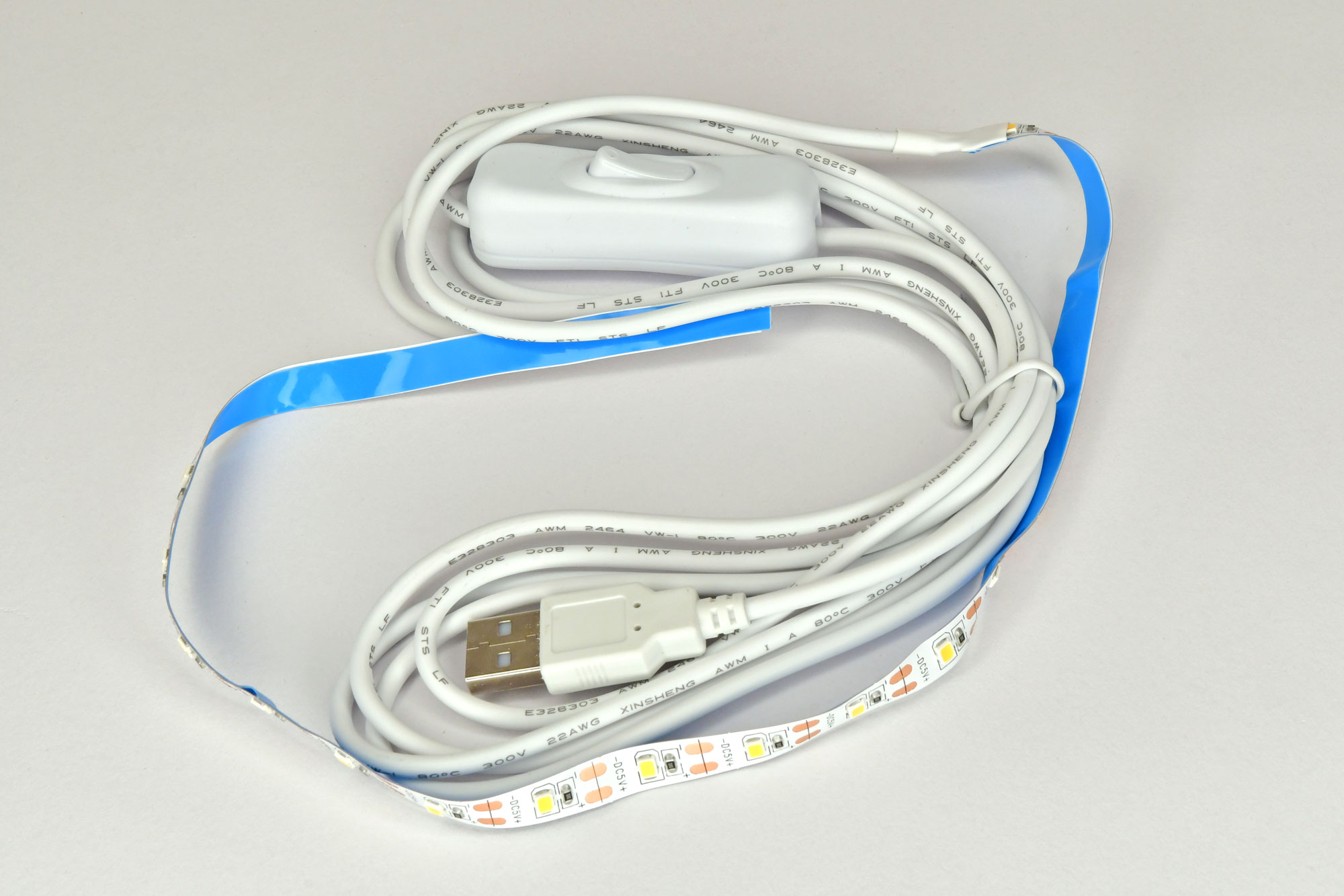 USB LED-Stripe, Länge 40cm, Halb-USB, Kabel 2 Meter, IP20, USB-Stecker mnl.