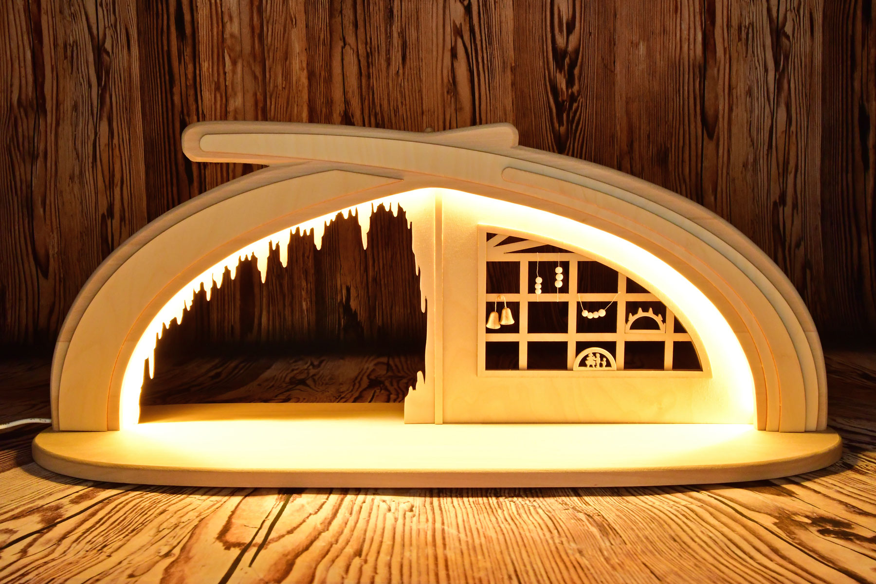 Solid wood arch, ice cave, undetermined with LED lighting