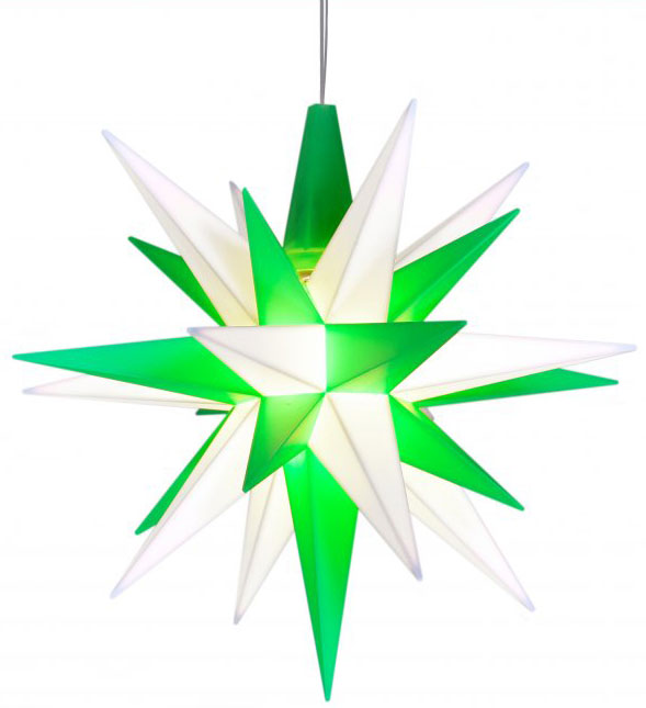 Star A1e green/white, approx. 13 cm plastic, LED E10