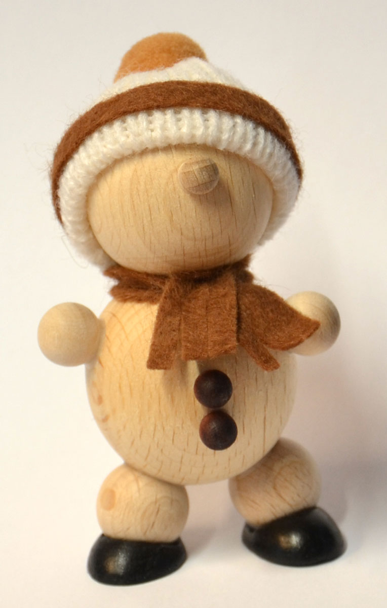 Muñeco de nieve de pie, gorro blanco, 7,5 cm