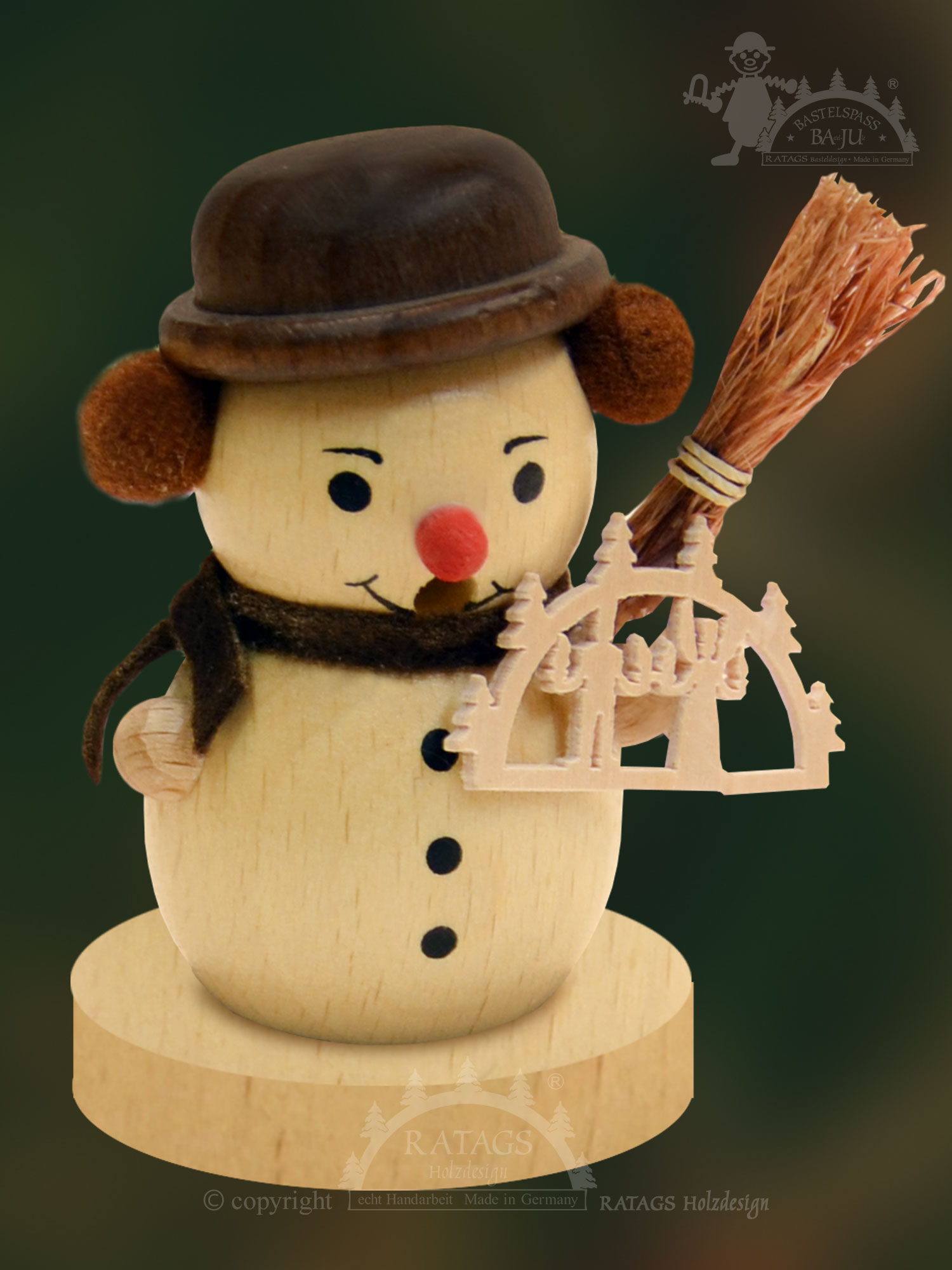 Incense-burning snowman for crafting