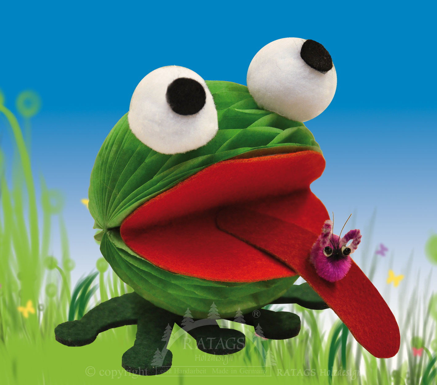 Bastelset, Wabenfigur, Frosch, klein Bastelset, Wabenfigur, Frosch, klein