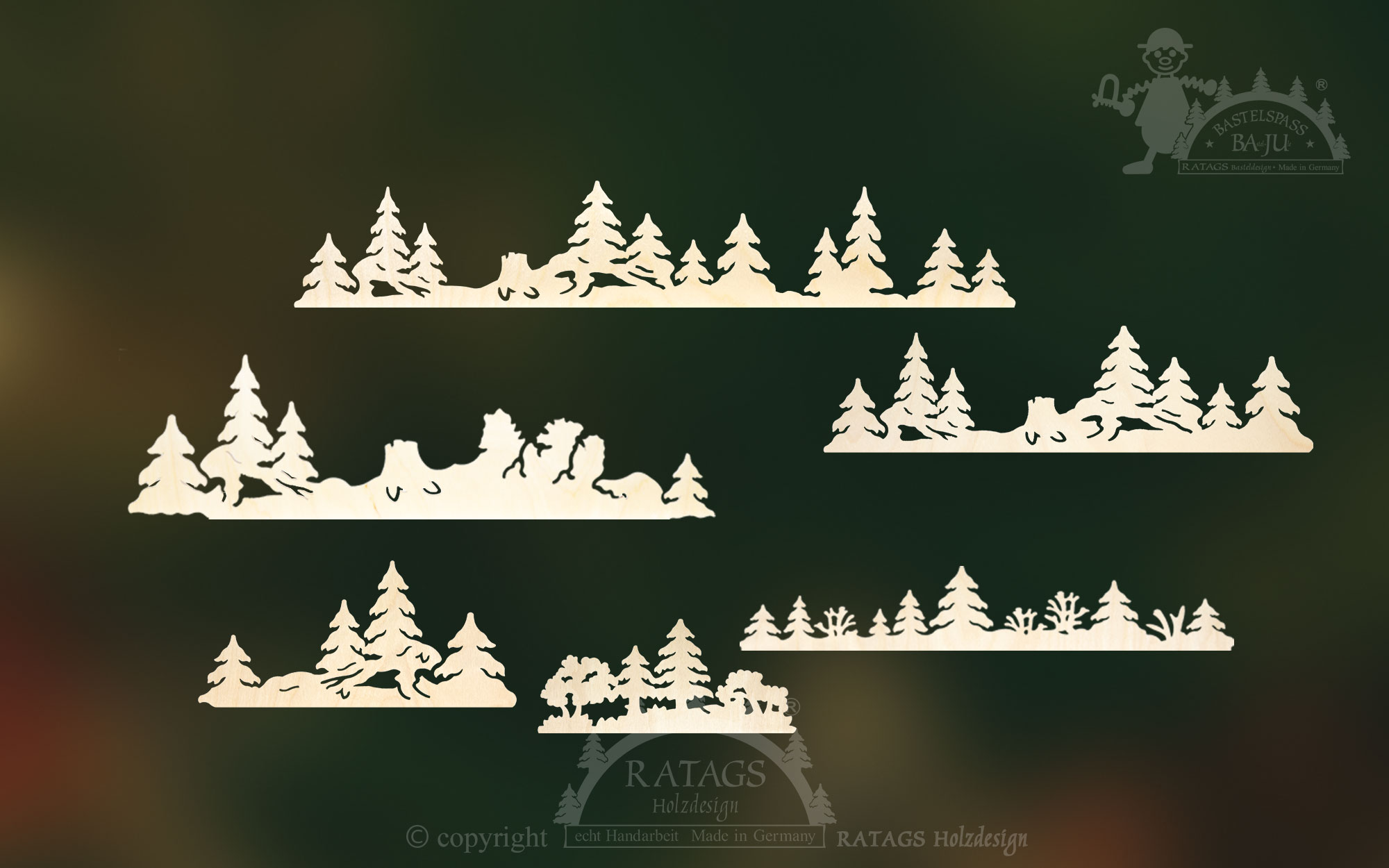 Trees for crafting, set of 6 (tree rows)