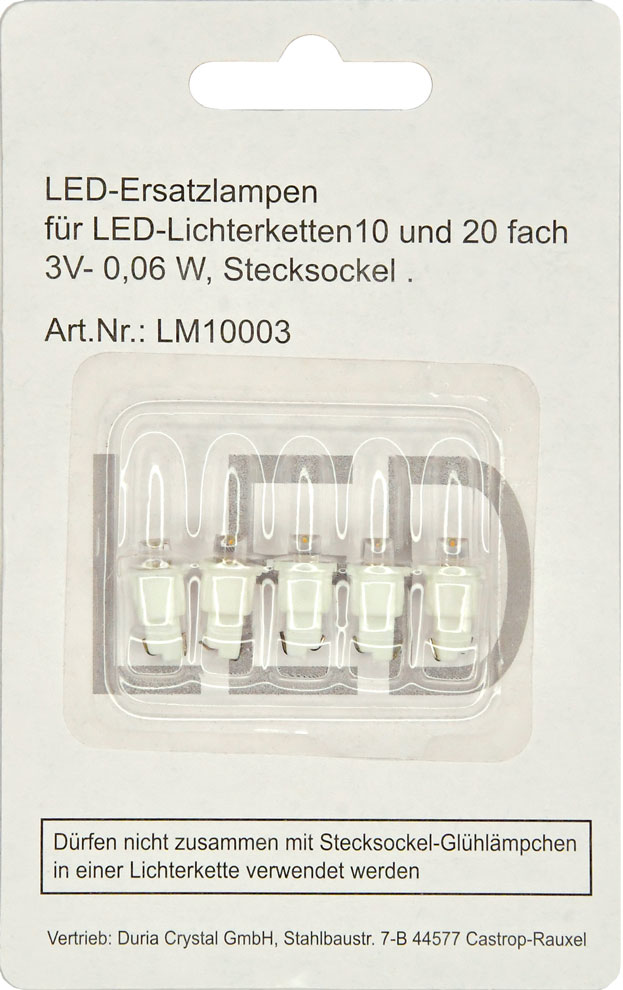 Erstatningspærer for LED, 5 stk. for 10- og 20-lyslyskjeder (Duria)