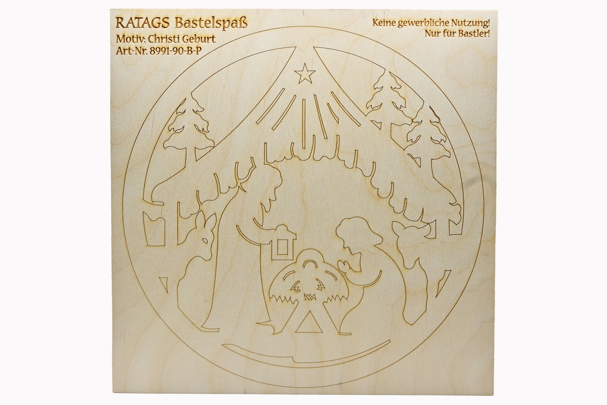 2 motif plywood panels, window picture, Holy Family, for sawing out yourself