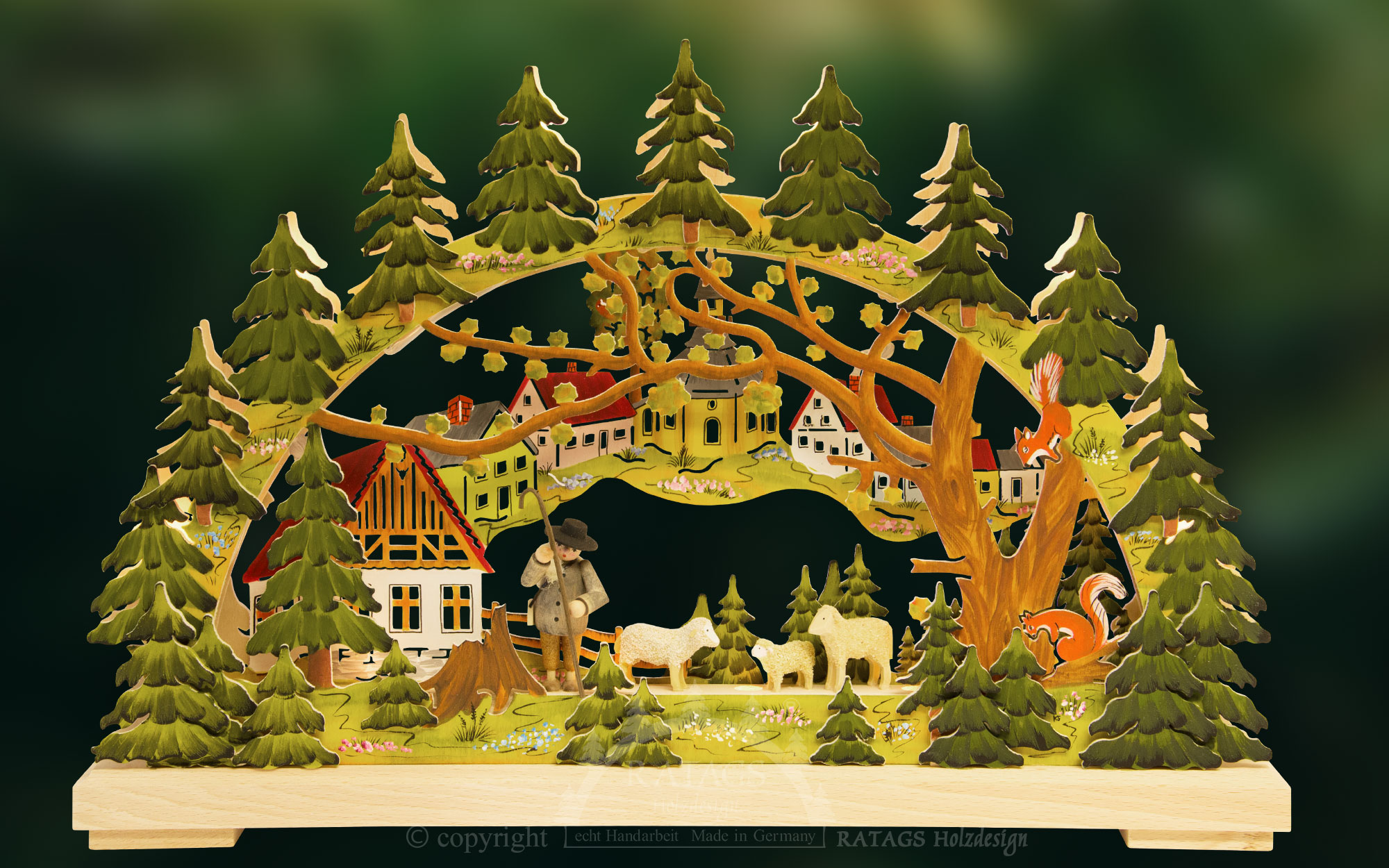 Small candle arch, sheep farm, hand-painted summer design