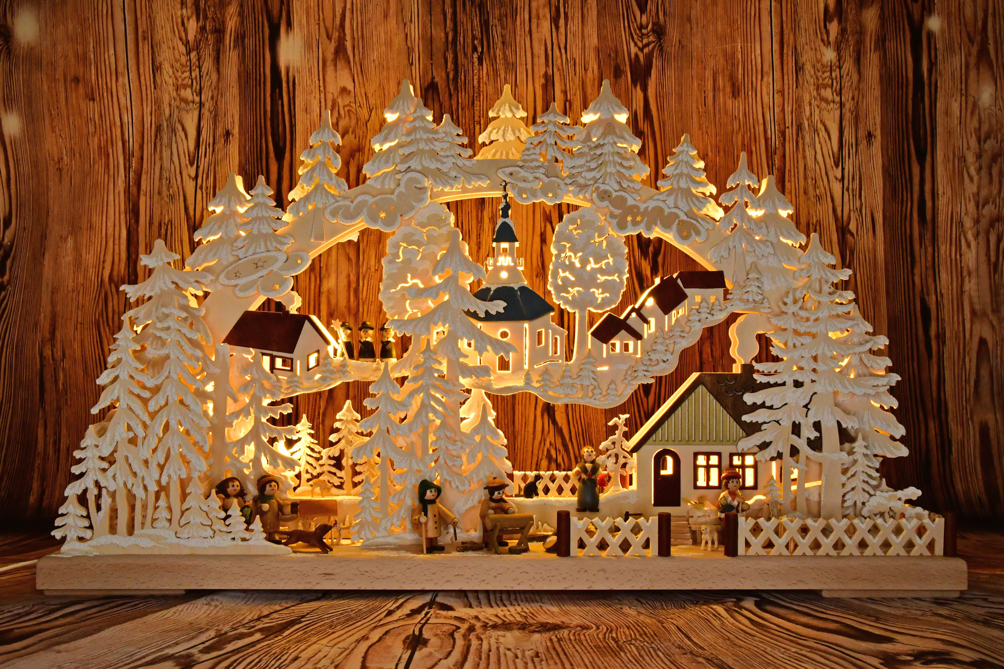 3D candle arch, large, village idyll, hoarfrost