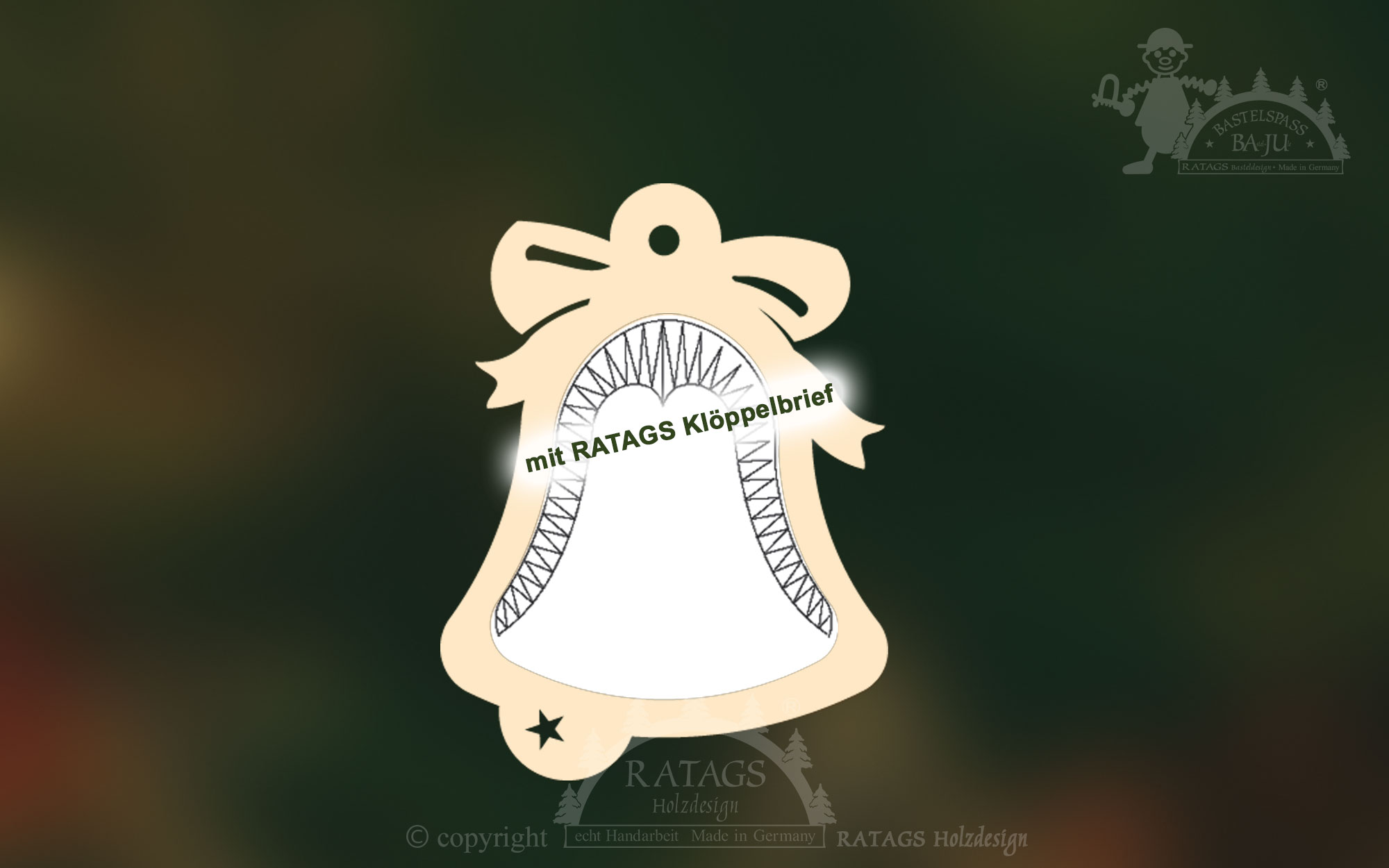 4 klöppelrammer, klokker til ophængning med RATAGS klöppelbrev