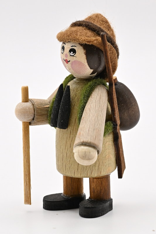 Figur, Förster mit Gewehr, Fernglas, Rucksack, Stock