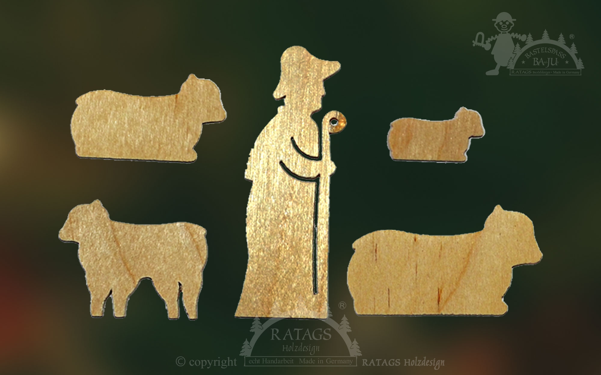 Σετ φιγούρων για χειροτεχνία, 5 τεμάχια, βοσκός και πρόβατα