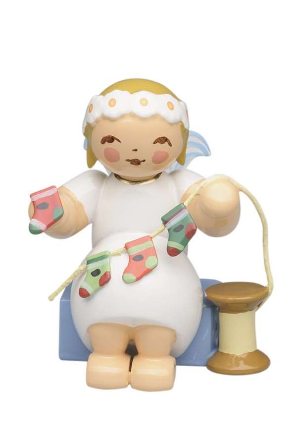 Margeritenengel, sitzend, mit Adventskal