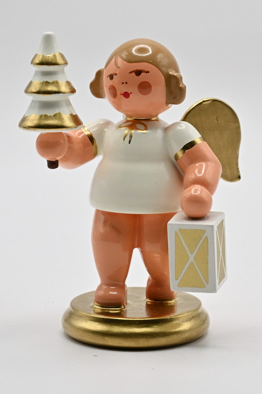 Engel mit Laterne, weiß/gold