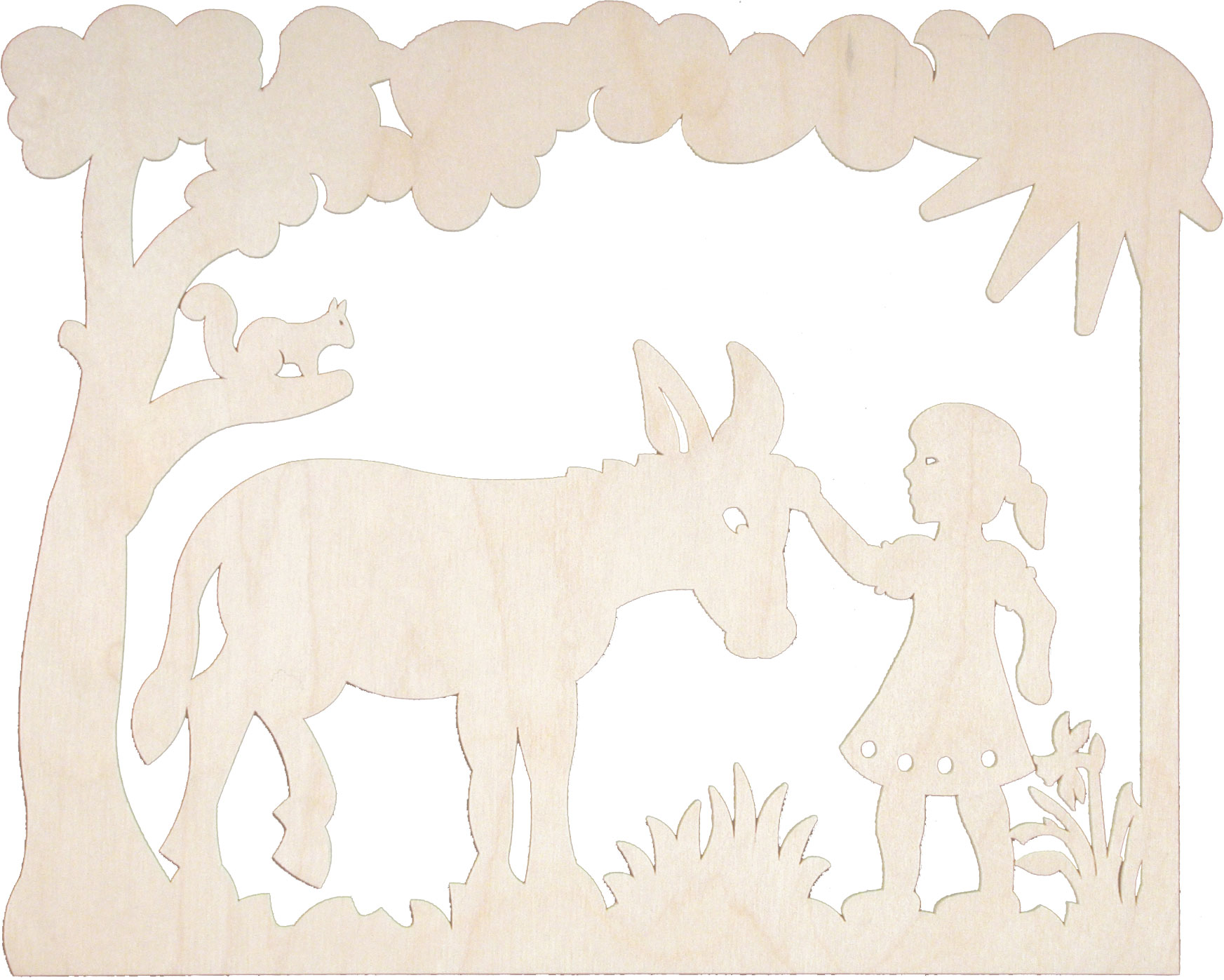 Fensterbild, Esel mit Kind