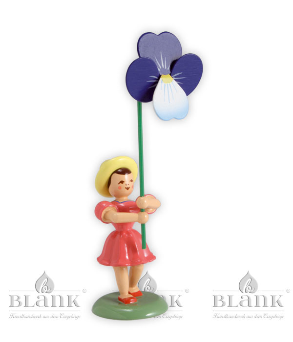 Blumenkind mit Stiefmütterchen, farbig