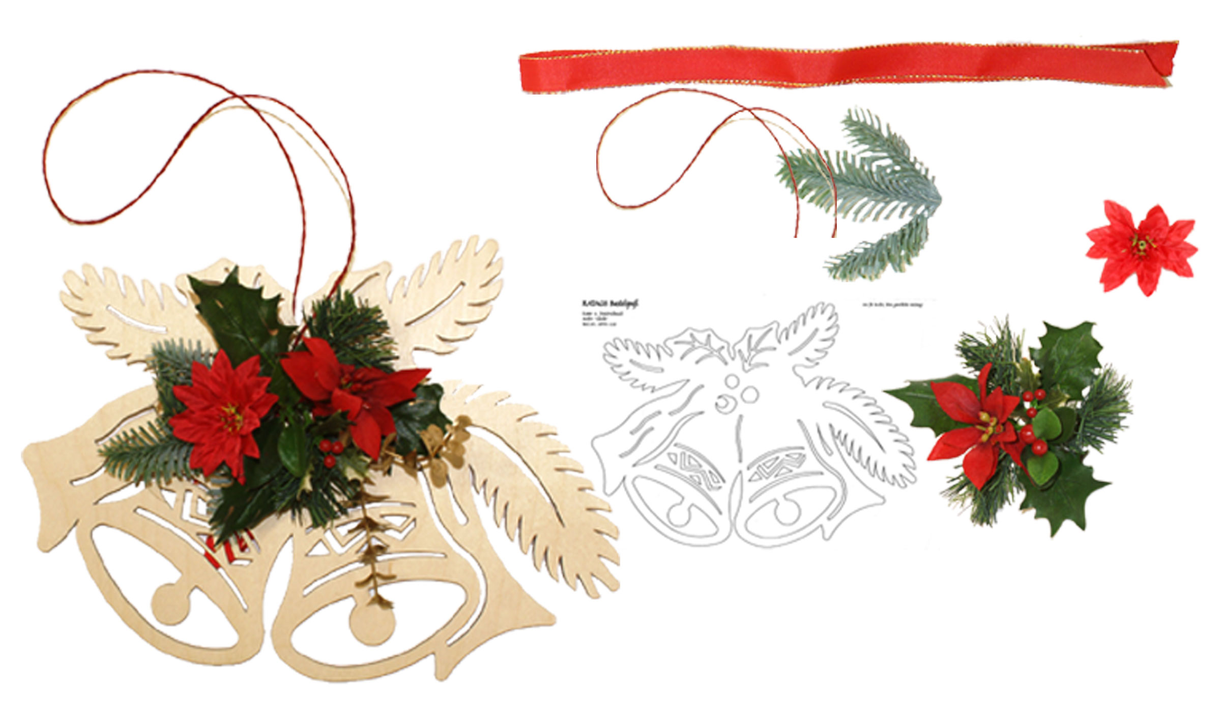 Fensterbild Glocke, zum Aussägen, mit Floristik, 35 x 20 cm (BxH)