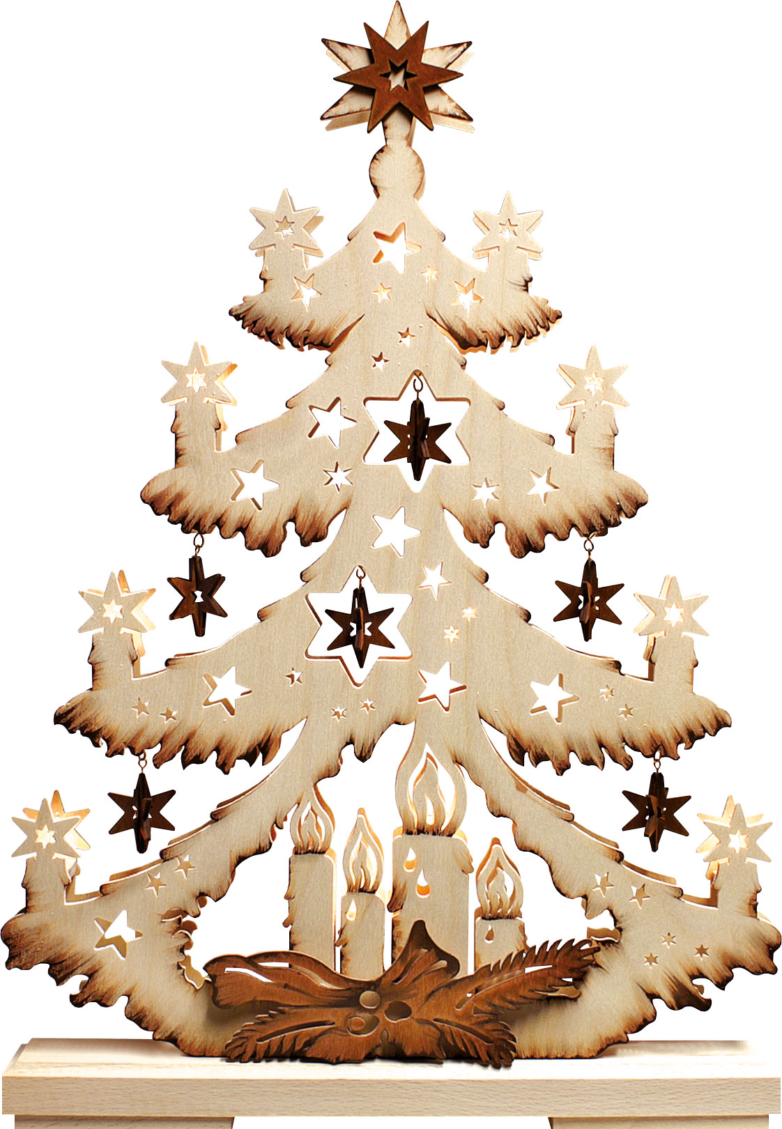 Small fir tree, 3D stars, hand-painted brown hand-painted brown