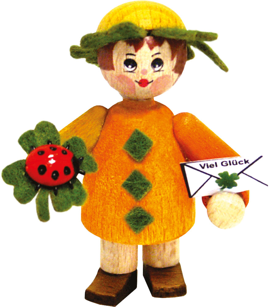 Figur, Glückskind, Mädchen, Glückskäfer, orange