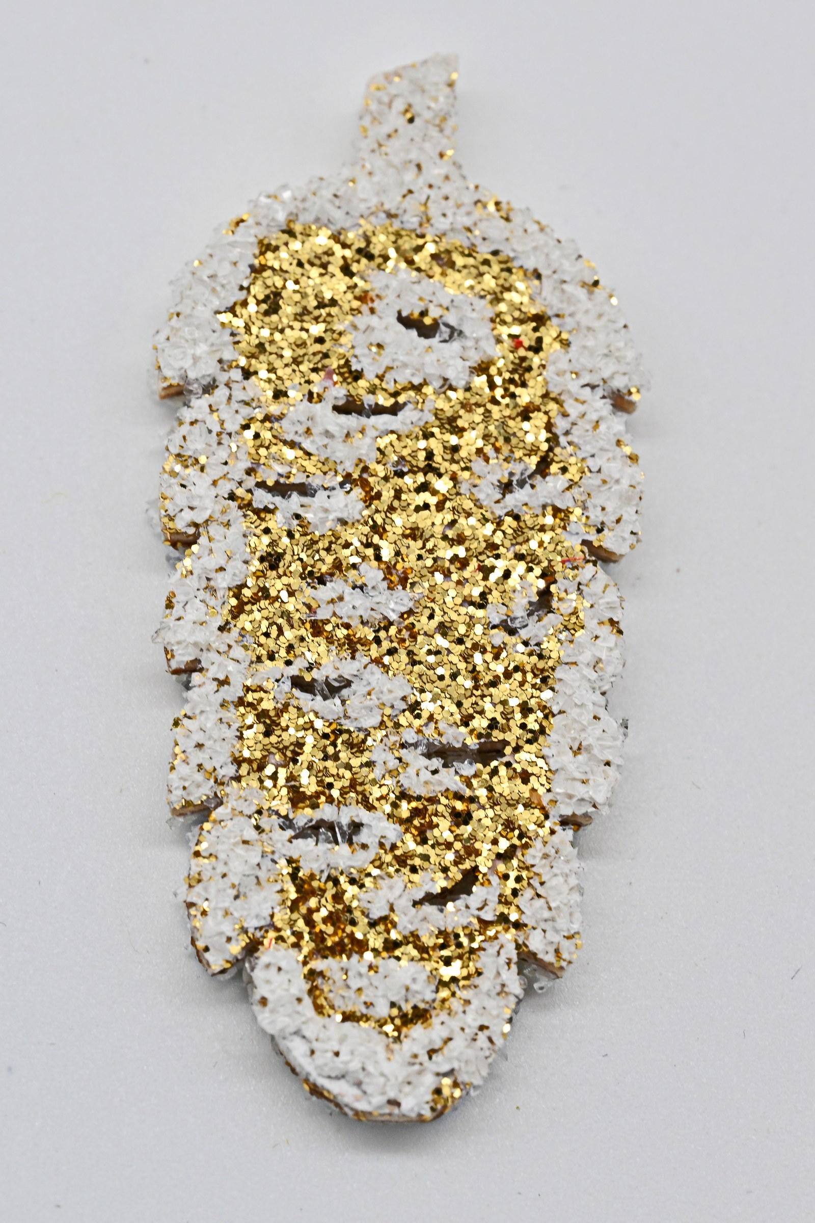 Baumbehang, 6er Set, Zapfen, Raureif, gold