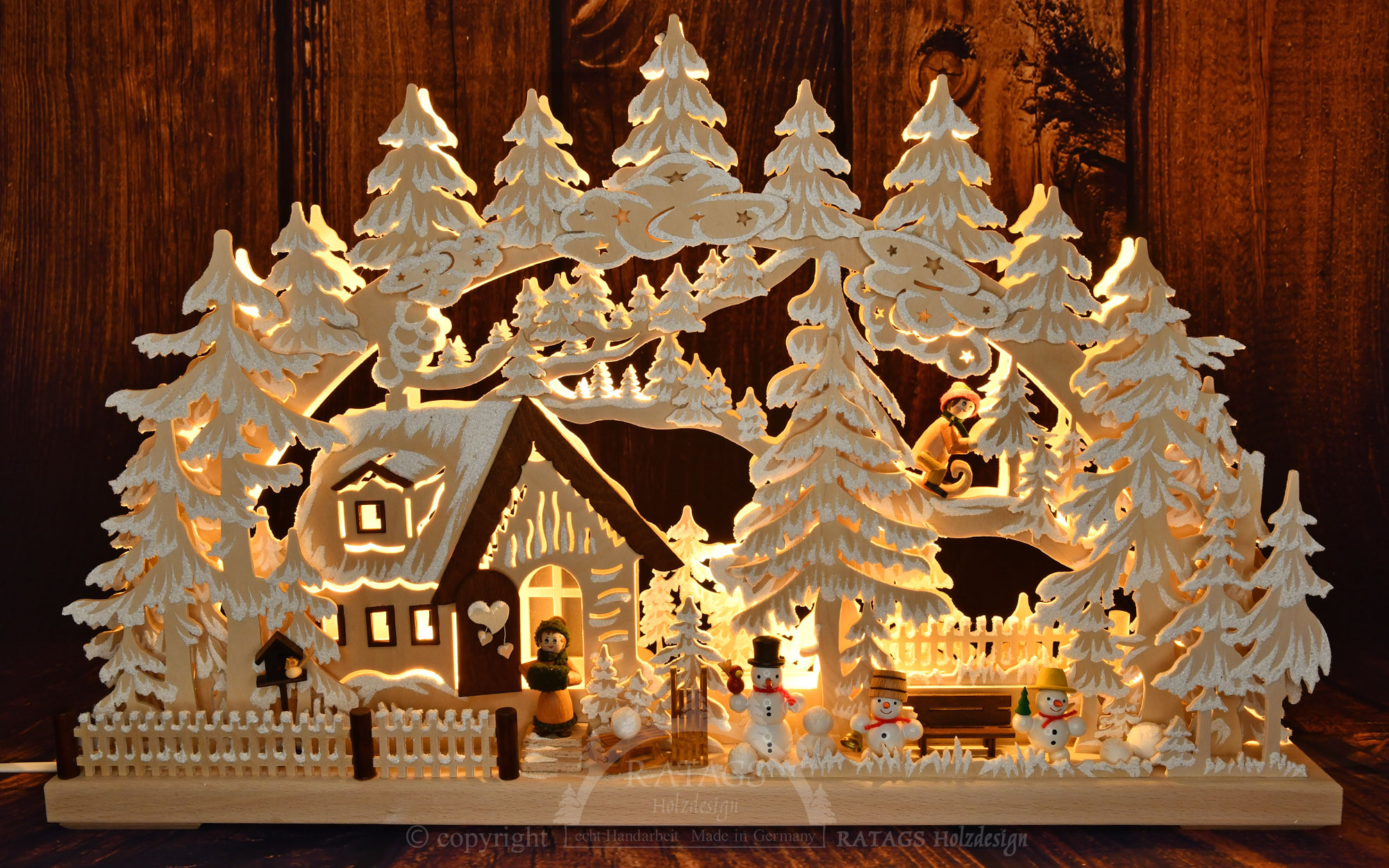 Arche lumineuse 3D de taille moyenne, paysage hivernal, givre