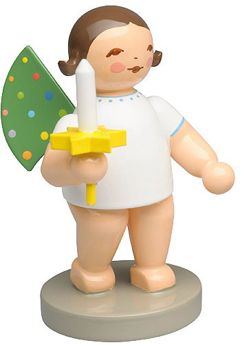 Engel mit farbigen Flügelpunkten, dunkles Haar