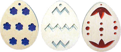 Tree decorations for crafting, set of 3, eggs, for designing