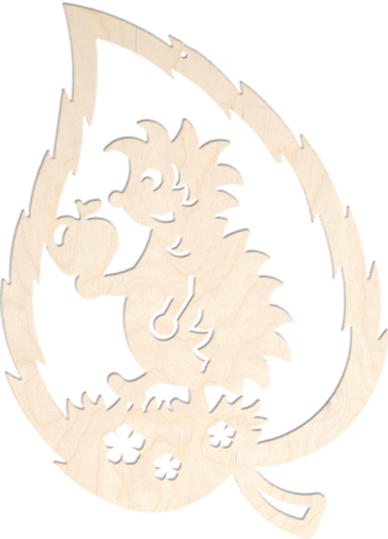 Fensterbild, Blatt mit Igel Fensterbild, Blatt mit Igel