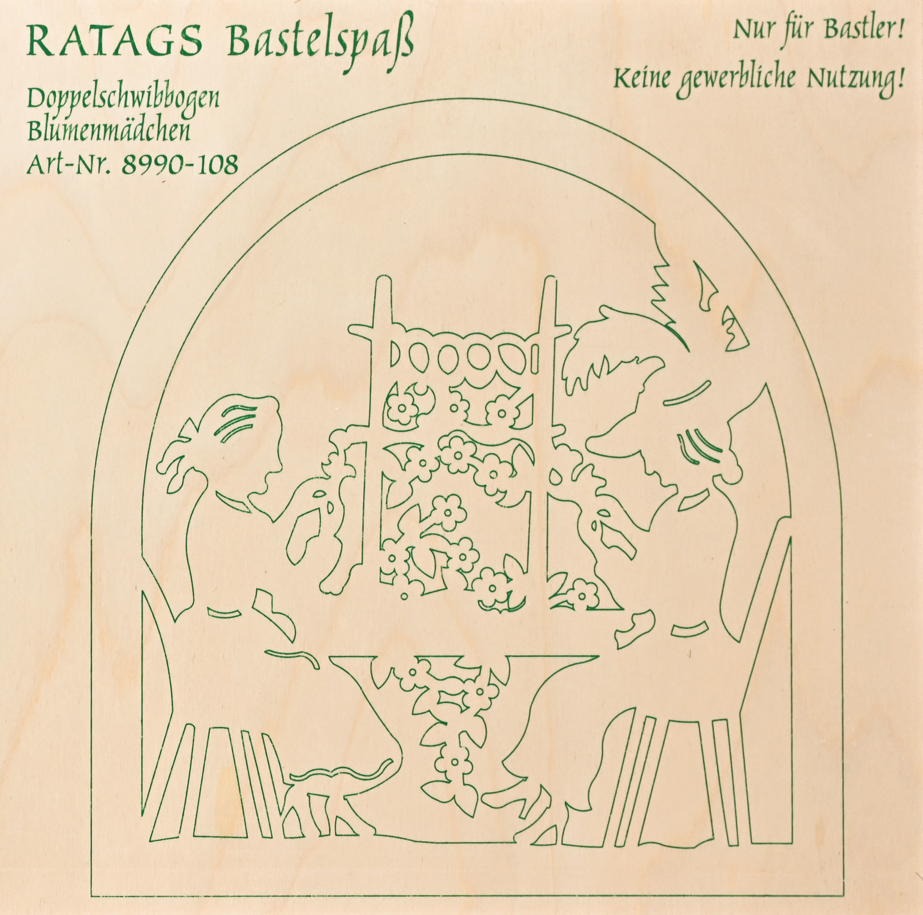 2 motif plywood panels, self-sawing Schwibbogen, small, flower girl