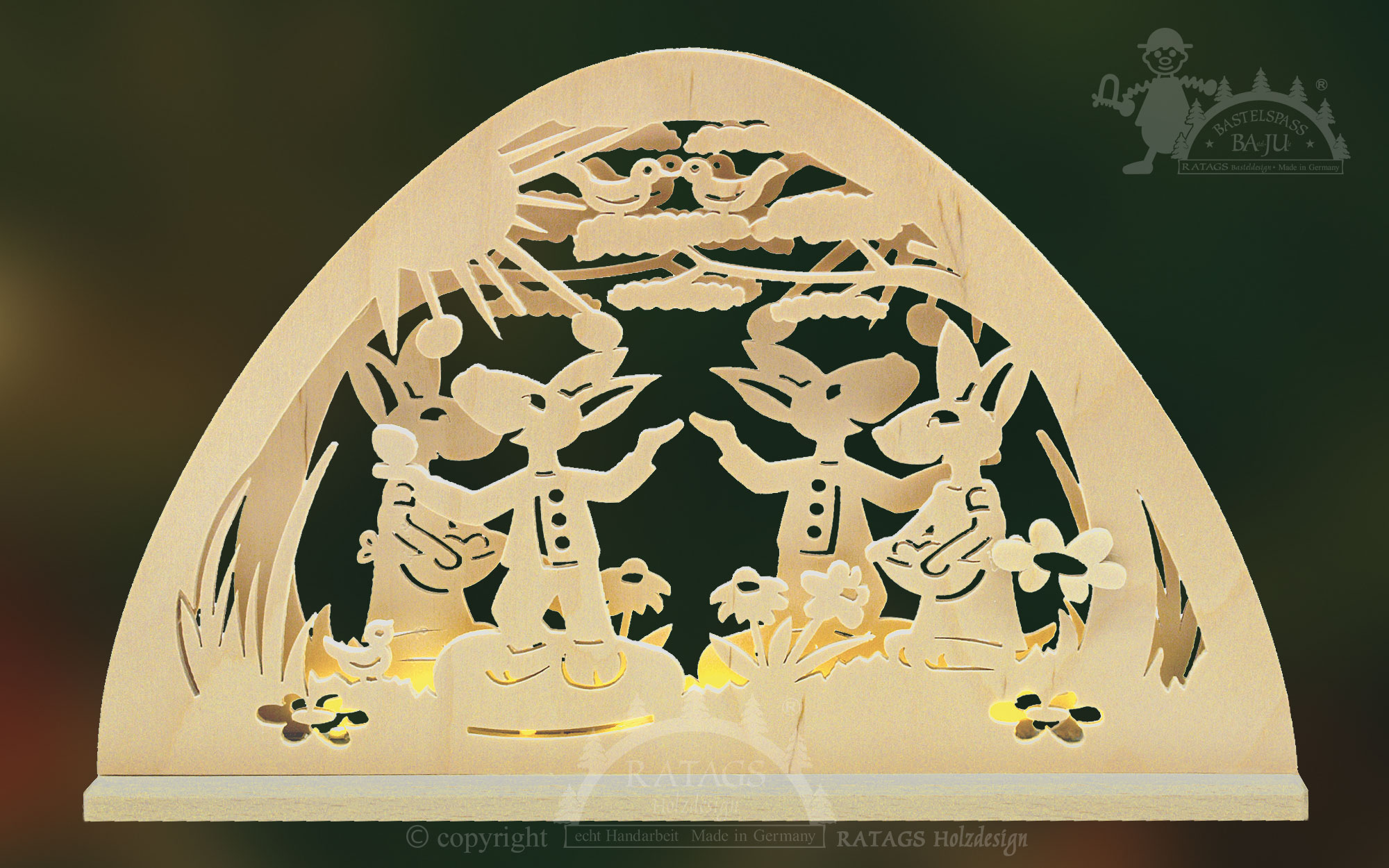 LED candle arch for crafting Rabbits in the garden