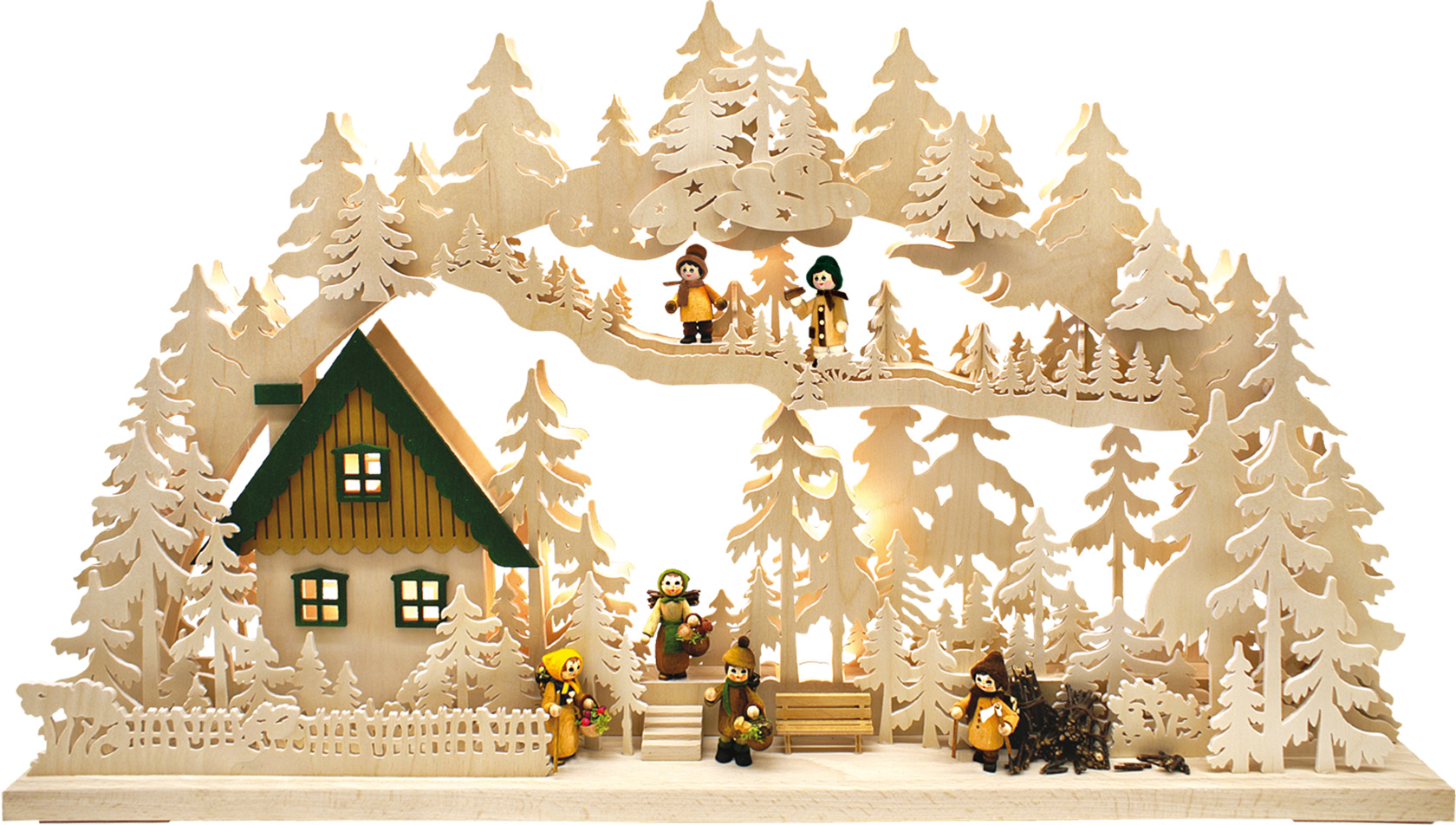 Large 3D Schwibbogen, forest dwellers in the clearing