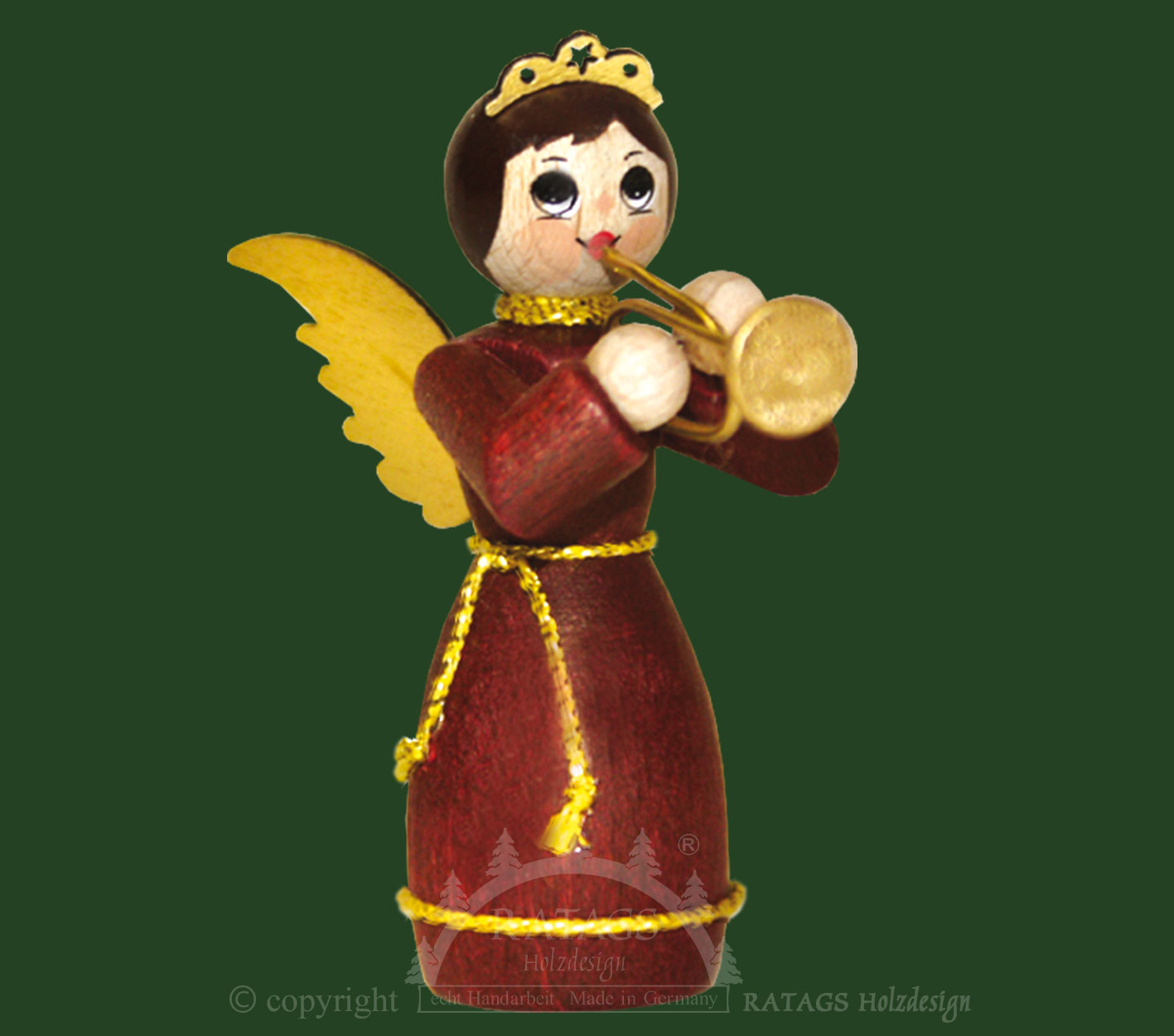 Figure, angel with trumpet, red