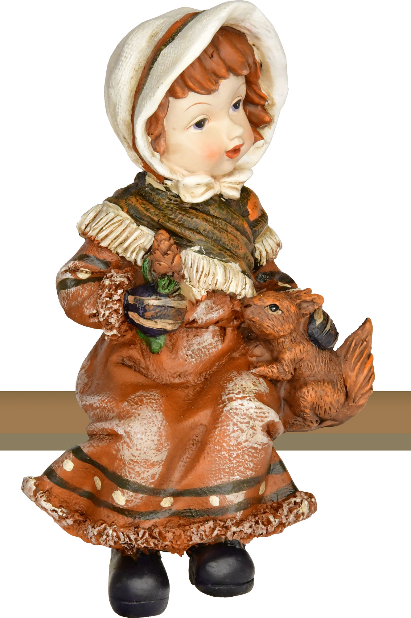 Edge stool girl with squirrel Resin, coloured, interior decoration